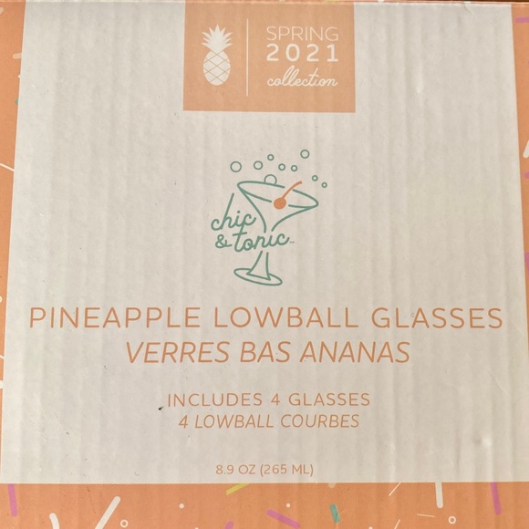 Chic & Tonic Pineapple Lowball Glasses Set of 4 in Box - Picture 5 of 12